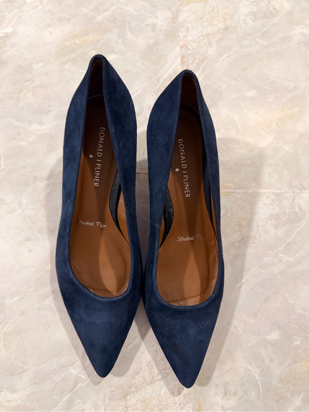 Donald J. Pliner Navy Suede Pointed Pumps